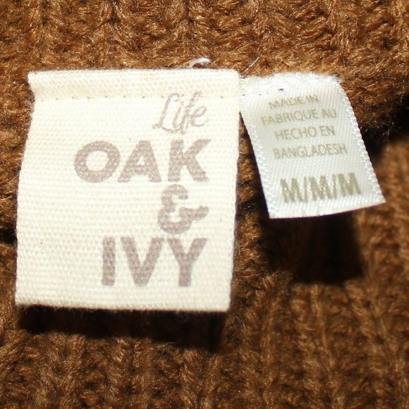 Oak and Ivy knit sweater brown with geometric pattern oversize turtleneck Medium - Picture 5 of 8